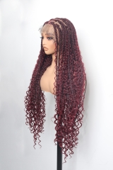 Pre-styled Knotless Braids Wig #1B-99j Color Lace Front Wig Pre-Braided Hair Wholesale Price