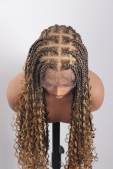 Pre-styled Knotless Braids Wig #1B-27 Color Lace Front Wig Pre-Braided Hair Wholesale Price