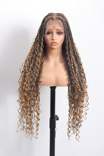 Pre-styled Knotless Braids Wig #1B-27 Color Lace Front Wig Pre-Braided Hair Wholesale Price