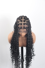 Pre-styled Knotless Braids Wig #1B Color Lace Front Wig Pre-Braided Hair Wholesale Price