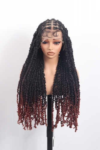 Pre-styled Braids Wig #OT1B99J-350 Color Lace Front Wig Pre-Braided Hair Wholesale Price