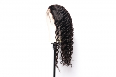 Super grade 8-24inch Loose Curly lace frontal wig 100% virgin brazilian hair in stock factory supplier