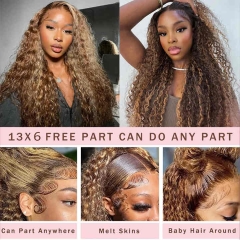 Super grade 8-24inch highlight curly lace frontal wig 100% virgin brazilian hair in stock factory supplier