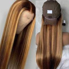 Super grade 8-24inch highlight straight lace frontal wig 100% virgin brazilian hair in stock factory supplier