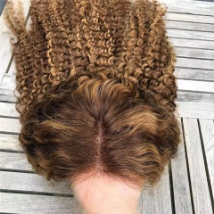 Super grade 8-24inch highlight curly lace frontal wig 100% virgin brazilian hair in stock factory supplier