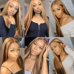 Super grade 8-24inch highlight straight lace frontal wig 100% virgin brazilian hair in stock factory supplier