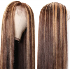 Super grade 8-24inch highlight straight lace frontal wig 100% virgin brazilian hair in stock factory supplier