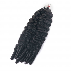 France Curly Micro Ring Loop Feather Crochet Hair Extension Remy Hair