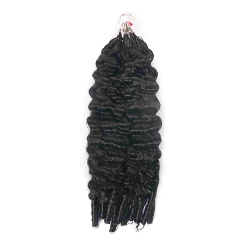 France Curly Micro Ring Loop Feather Crochet Hair Extension Remy Hair