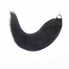 Light Yaki Straight Micro Ring Loop Feather Crochet Hair Extension Remy Hair