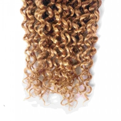 T1B-30-27# Deep Curly Micro Ring Loop Feather Crochet Hair Extension Remy Hair