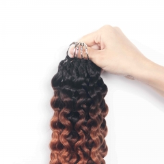 T1B-30-613# Water Wave Micro Ring Loop Feather Crochet Hair Extension Remy Hair