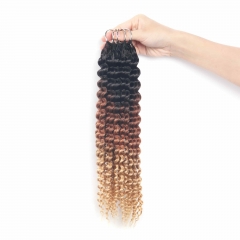 T1B-30-613# Kinky Curly Micro Ring Loop Feather Crochet Hair Extension Remy Hair