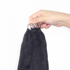 Yaki Straight Micro Ring Loop Feather Crochet Hair Extension Remy Hair