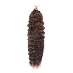 4# Burmese Curly Micro Ring Loop Feather Crochet Hair Extension Remy Hair