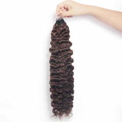 4# Burmese Curly Micro Ring Loop Feather Crochet Hair Extension Remy Hair