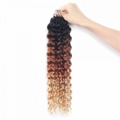 T1B-30-613# Water Wave Micro Ring Loop Feather Crochet Hair Extension Remy Hair