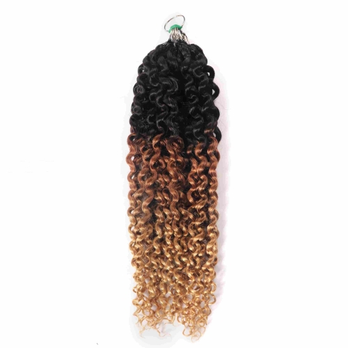 T1B-30-27# Deep Curly Micro Ring Loop Feather Crochet Hair Extension Remy Hair