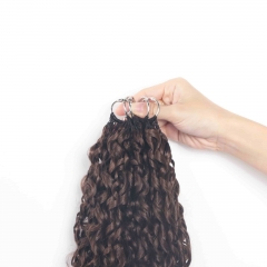 4# Pixie Curly Micro Ring Loop Feather Crochet Hair Extension Remy Hair