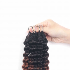 T1B-30-613# Kinky Curly Micro Ring Loop Feather Crochet Hair Extension Remy Hair