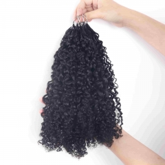 Multi-Textured Kinky Curly Micro Ring Loop Feather Crochet Hair Extension Remy Hair