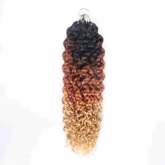 T1B-30-613# Water Wave Micro Ring Loop Feather Crochet Hair Extension Remy Hair