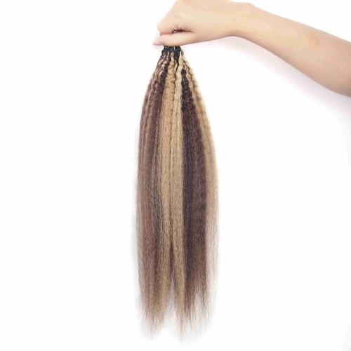 P4-27# Kinky Straight Micro Ring Loop Feather Crochet Hair Extension Remy Hair