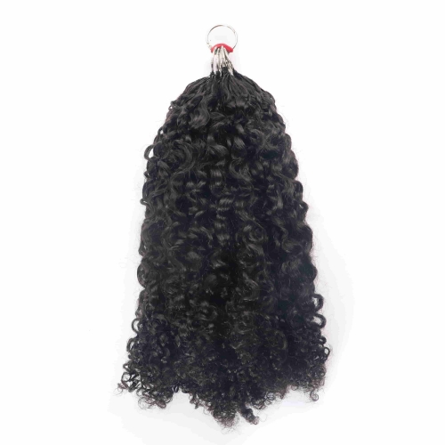 Multi-Textured Kinky Curly Micro Ring Loop Feather Crochet Hair Extension Remy Hair