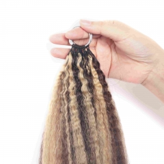 P4-27# Kinky Straight Micro Ring Loop Feather Crochet Hair Extension Remy Hair