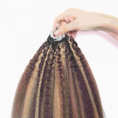 P4-27# Kinky Straight Micro Ring Loop Feather Crochet Hair Extension Remy Hair