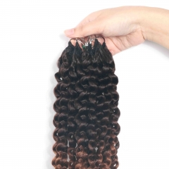 Deep Curly Micro Ring Loop Feather Crochet Hair Extension Remy Hair