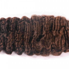 4# Burmese Curly Micro Ring Loop Feather Crochet Hair Extension Remy Hair 45CM