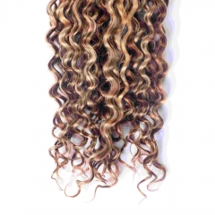 P6-24# Deep Curly Micro Ring Loop Feather Crochet Hair Extension Remy Hair