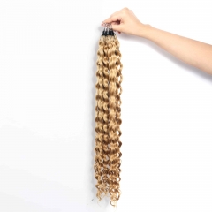 27# Water Wave Micro Ring Loop Feather Crochet Hair Extension Remy Hair