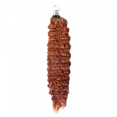 30# Burmese Curly Micro Ring Loop Feather Crochet Hair Extension Remy Hair 45CM