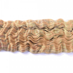 27# Burmese Curly Micro Ring Loop Feather Crochet Hair Extension Remy Hair 55CM