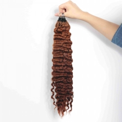 30# Burmese Curly Micro Ring Loop Feather Crochet Hair Extension Remy Hair 45CM