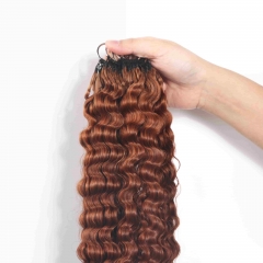 30# Burmese Curly Micro Ring Loop Feather Crochet Hair Extension Remy Hair 45CM