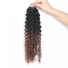 Deep Curly Micro Ring Loop Feather Crochet Hair Extension Remy Hair