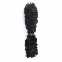 #1B Burmese Curly Crochet Remy Hair Bulk For Spring Twist / Braids Style