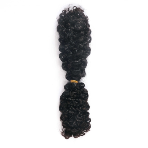 #1B Burmese Curly Crochet Remy Hair Bulk For Spring Twist / Braids Style