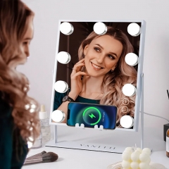 Fenair Hollywood Glow Vanity Mirror with Wireless Charging M - 9 Dimmable LED Bulbs