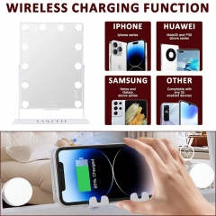 Hathaway Hollywood Slim Vanity Mirror with Wireless Charging L - 12 Dimmable LED Bulbs