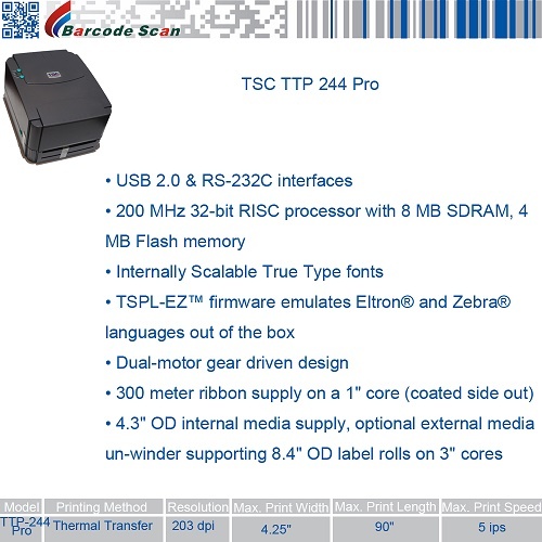 Desktop Barcode Printer TSC TTP-244 Pro