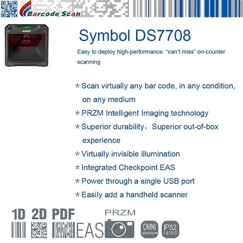 ZEBRA Symbol DS7708 Vertical Slot General Purpose Hands-Free and On-Counter Scanner