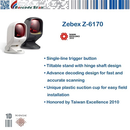 Zebex z-6170 Lector omnidireccional manos libres de doble láser