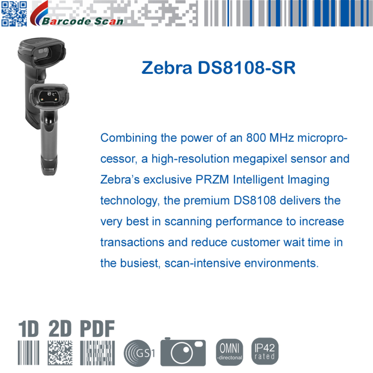 Zebra DS8108 series corded handheld Zebra DS8108 series corded 2D handheld imagers barcode scanner imagers barcode scanner