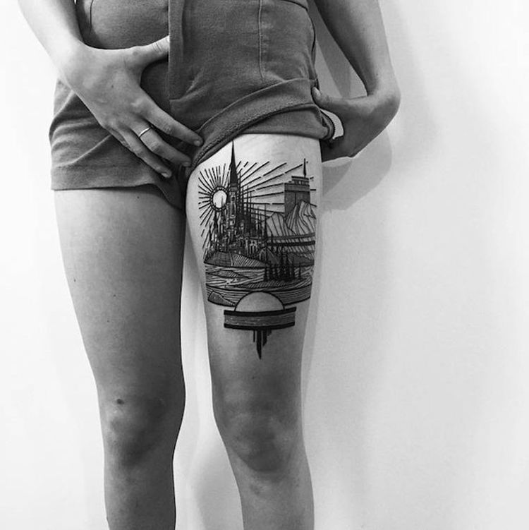 Architectural-Tattoo-Done-By-Thieves-Of-Towers-2