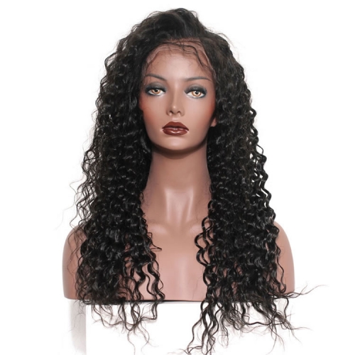 8A African American Brazilian Virgin Hair 360 Lace Frontal Wigs Cheap Real Human 360 Lace Wig Deep Wave 350g