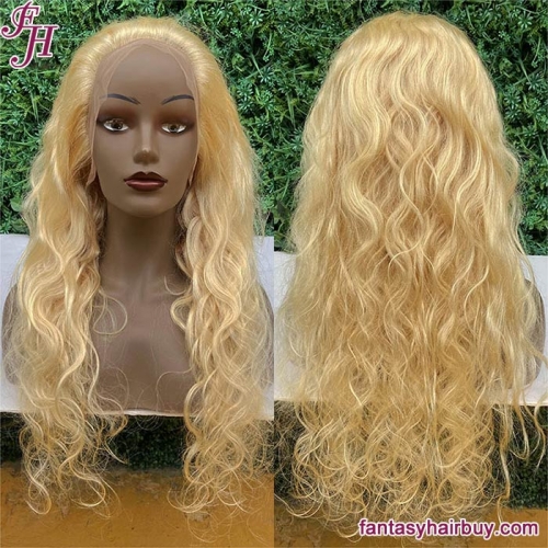 FH 150% High Quality Real 13x4 Lace Frontal 613 Blond Cuticle Aligned Body Wave Human Hair Transparent Lace Wig
